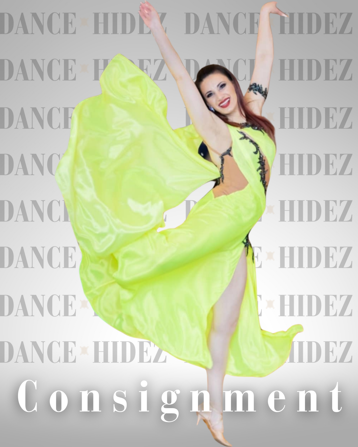 Stesh Atelier Neon Smooth Gown with Black Appliqués – Size Small (Consignment)
