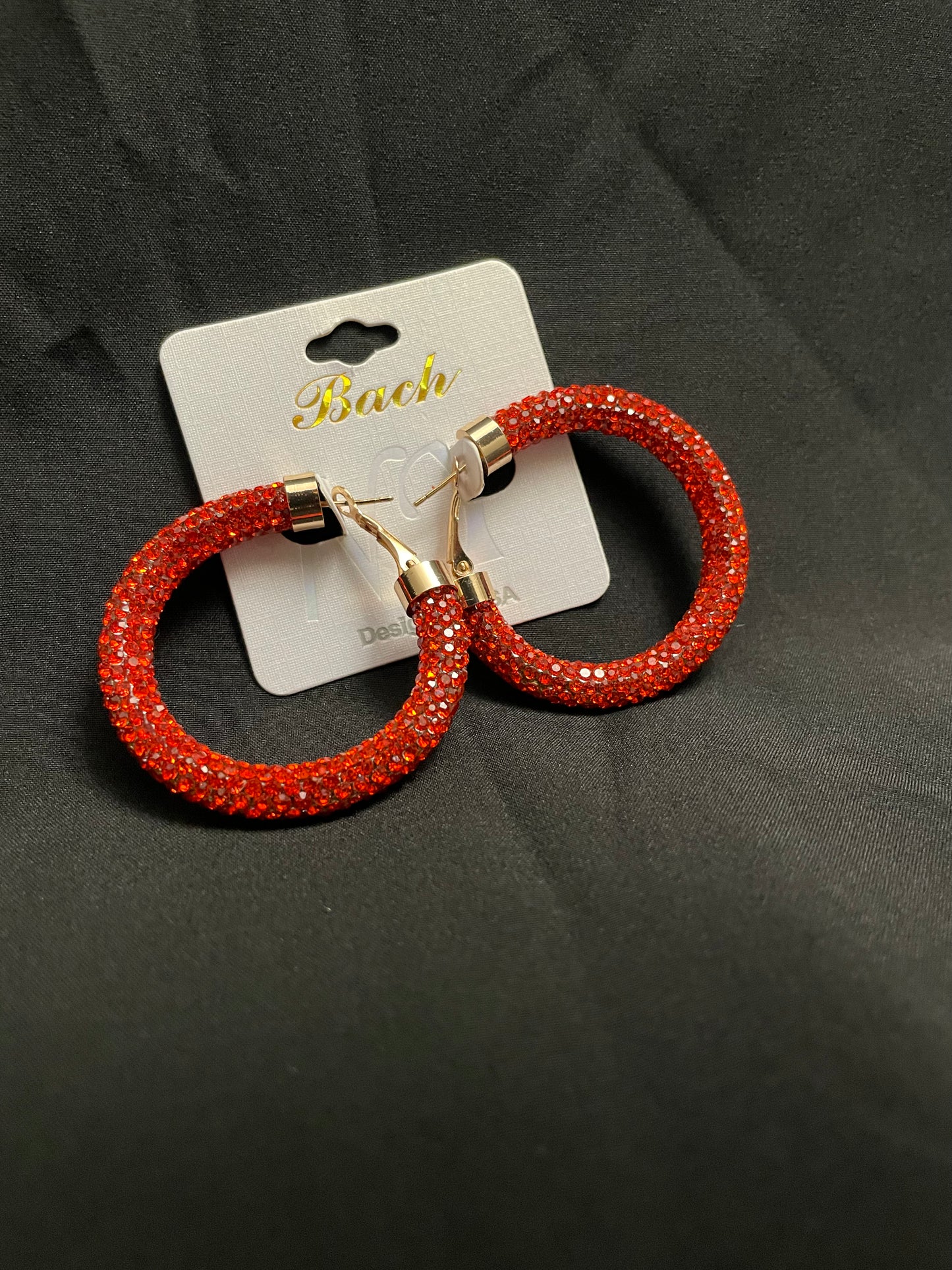 Small Orange Rhinestoned Dance Hoops – Eye-Catching Competition Accessories