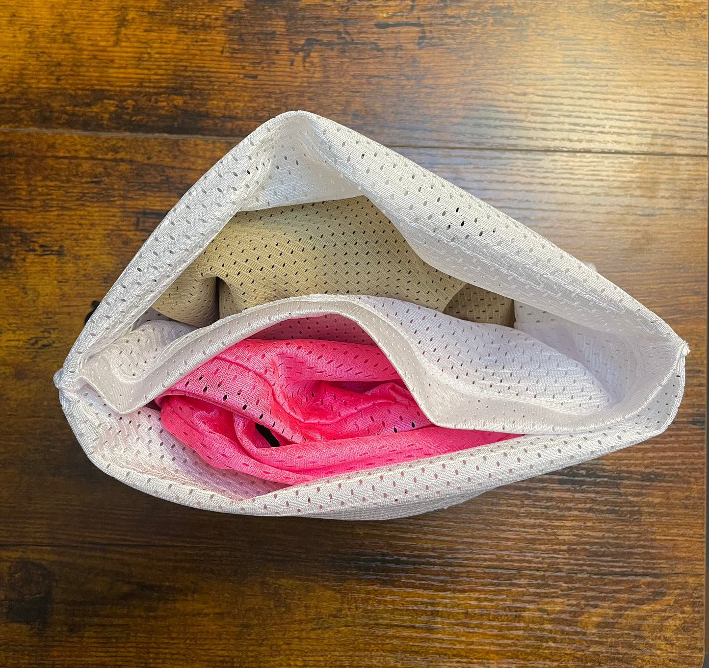 White, Pink, Tan Mesh Dance Shoe Bag – Breathable, Functional, and Stylish for Competitions
