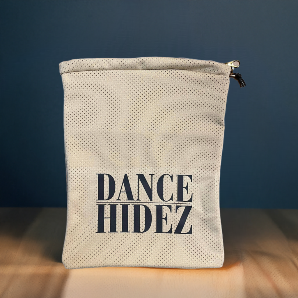 White, Pink, Tan Mesh Dance Shoe Bag – Breathable, Functional, and Stylish for Competitions