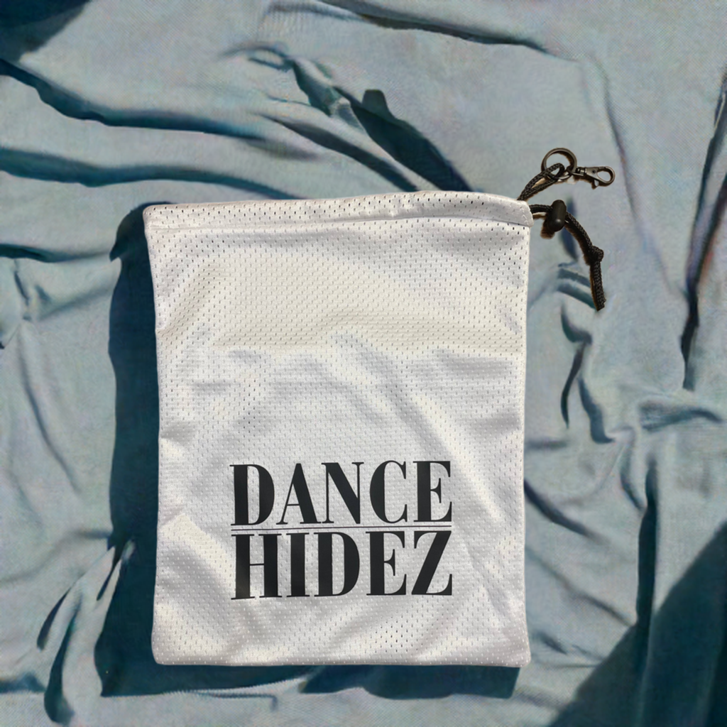 White, Pink, Tan Mesh Dance Shoe Bag – Breathable, Functional, and Stylish for Competitions