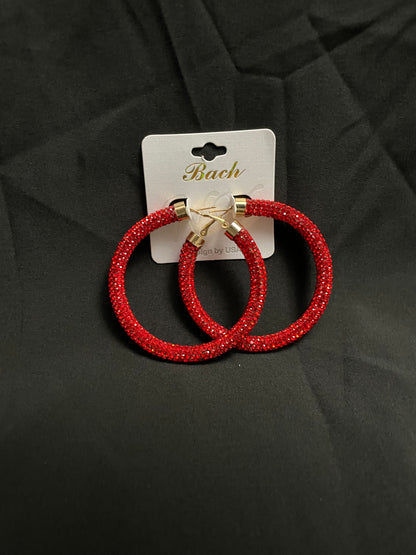 Red Rhinestoned Dance Hoops – Stunning Competition Accessories for Ballroom Dancers