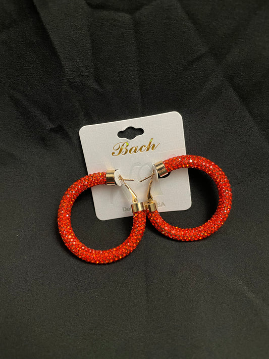 Small Orange Rhinestoned Dance Hoops – Eye-Catching Competition Accessories