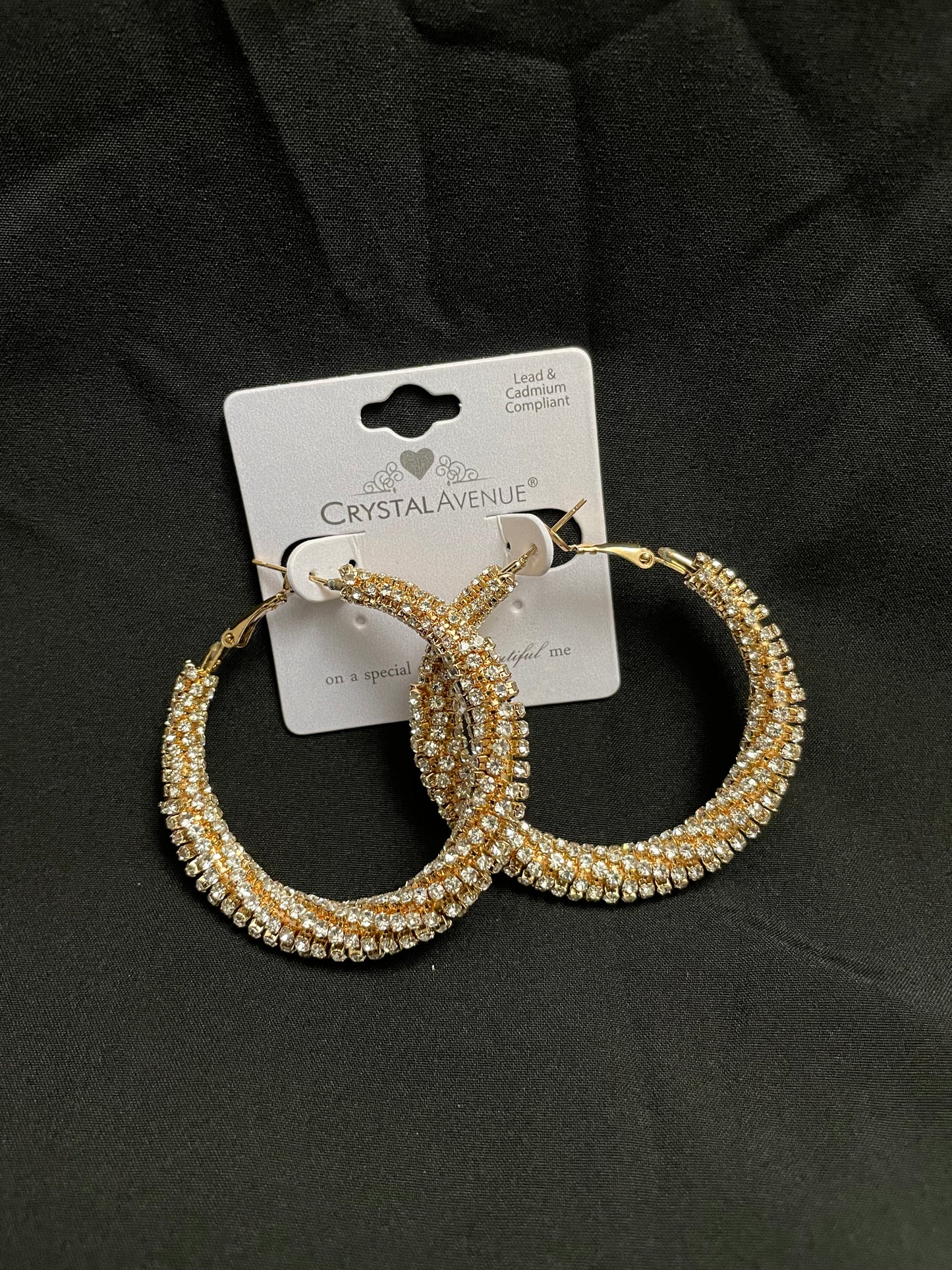 Crystal & Gold Rhinestoned Dance Hoops – Elegant Competition Accessories