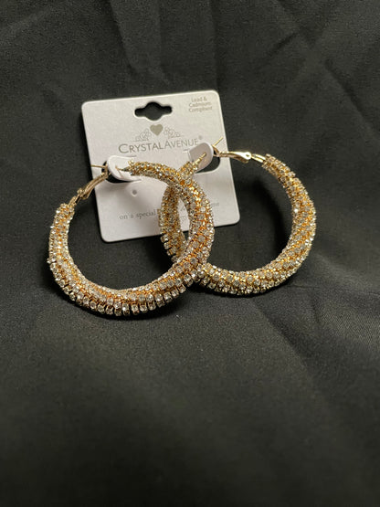 Crystal & Gold Rhinestoned Dance Hoops – Elegant Competition Accessories