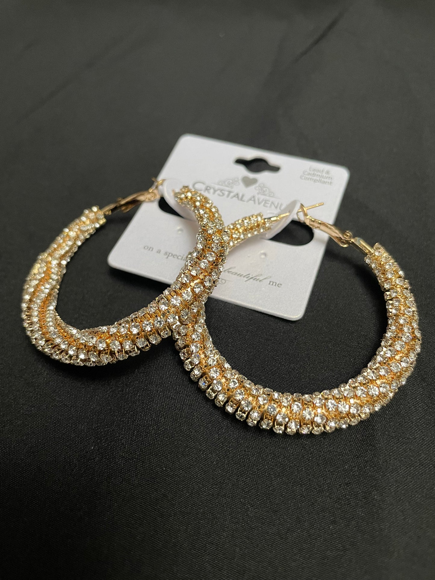 Crystal & Gold Rhinestoned Dance Hoops – Elegant Competition Accessories