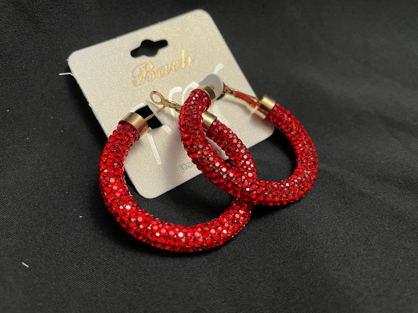 Small Red Rhinestoned Dance Hoops – Stunning Competition Accessories for Social Dancers