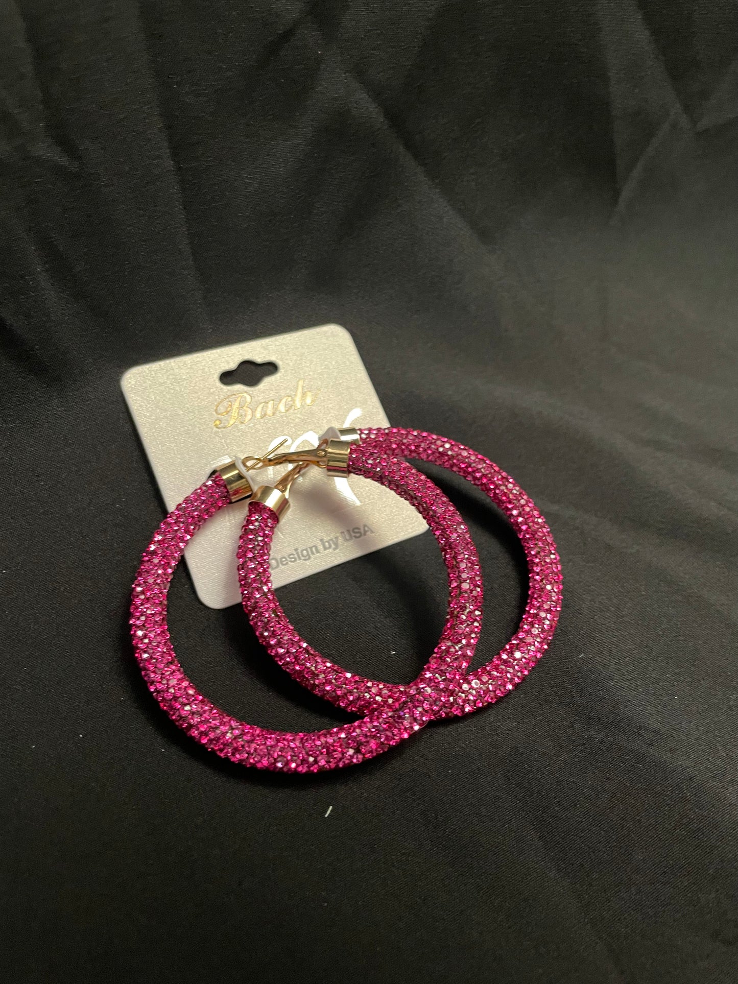 Pink Rhinestoned Dance Hoops – Stunning Competition Accessories for Social Dancers